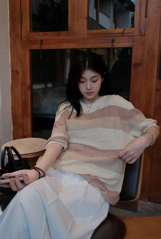 柜10600！冠希同款情侣三色拼接亚麻短袖T恤 商品图2