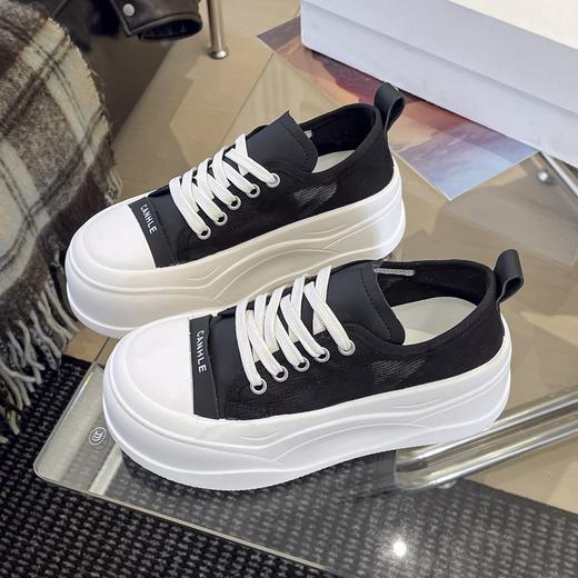 【YW】无忧购韩版休闲百搭厚底松糕网纱透气小白鞋5605（截单后7天发货) 商品图1