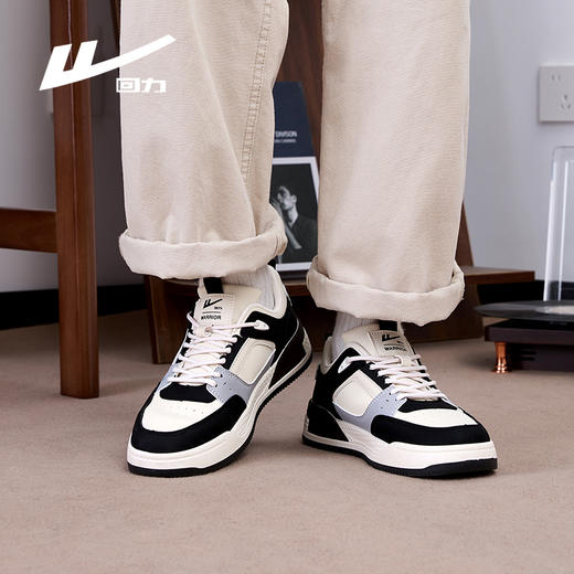 回力黑白板鞋男款秋冬季加绒款休闲百搭鞋子学生时尚运动低帮男鞋 商品图3