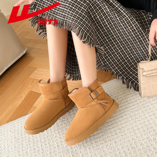 回力棉鞋女2024加绒保暖外穿时尚女鞋冬季加厚新款防滑短筒雪地靴 商品图1