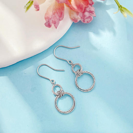 【限时8.8折】【线上铂金馆】PT950 #莫比乌斯 #绕线 【国际铂金协会  精品】铂金镂空极简几何绕线双环耳饰耳吊耳钩(BES00255)（预售4-7天发货，一经下单不支持退款） 商品图1