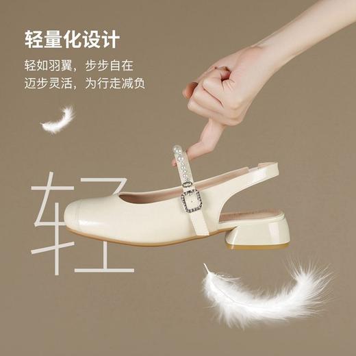 ZHR网红包头凉鞋女2025新款高级浅口小皮鞋洋气小香风粗跟凉鞋女 商品图4