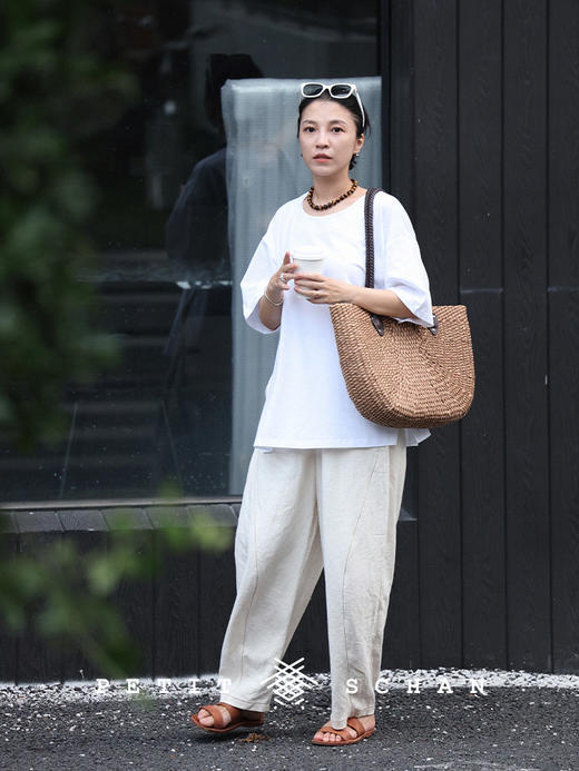 PETIT SCHAN小闪 BAG#006 Village Story 小城故事 纯手工双色纸草编织通勤度假拉链手提单肩包 商品图2