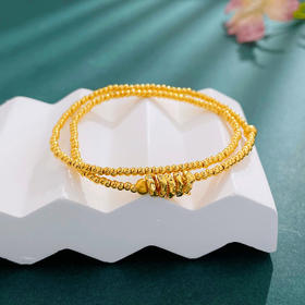 【限时克减150元】足金 #盘缠 #招财进宝 3D硬金空心碎金跑环间转运圆珠手链双圈弹力绳手串（金珠约2-2.4mm）(AK3DSC00024)（预售产品下单后不退款不退货不换货不补差价）