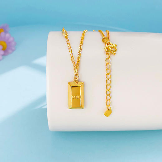 【限时克减150元】足金999.9 【精品】空心AB项链暴富小金条小金砖调节套链(TL00651-02)预售产品下单后不退款不退货不换货不补差价 商品图0