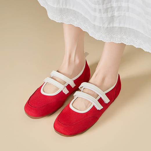 西遇玛丽珍芭蕾鞋女新款夏季超火彩色休闲平底鞋浅口软底单鞋V1156740 商品图1