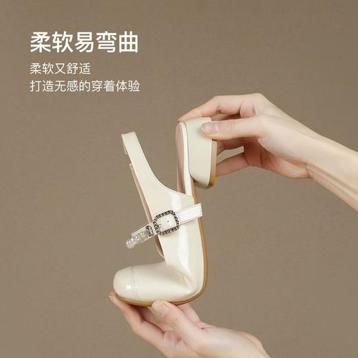 ZHR网红包头凉鞋女2025新款高级浅口小皮鞋洋气小香风粗跟凉鞋女 商品图3