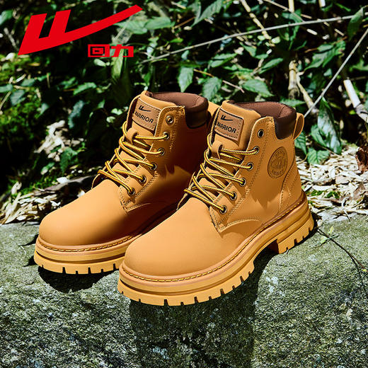 回力女鞋马丁靴早春季2025新款英伦风工装鞋中高帮户外女鞋大黄靴 商品图0