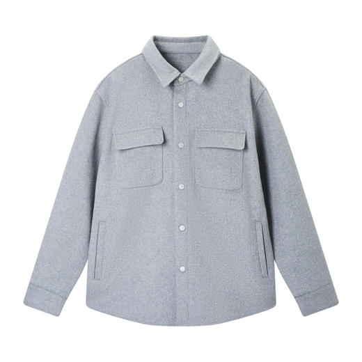 gxg.jeans男装冬季黑色绵羊毛翻领毛呢大衣衬衫外套男黑色绵羊毛翻领毛呢 商品图4