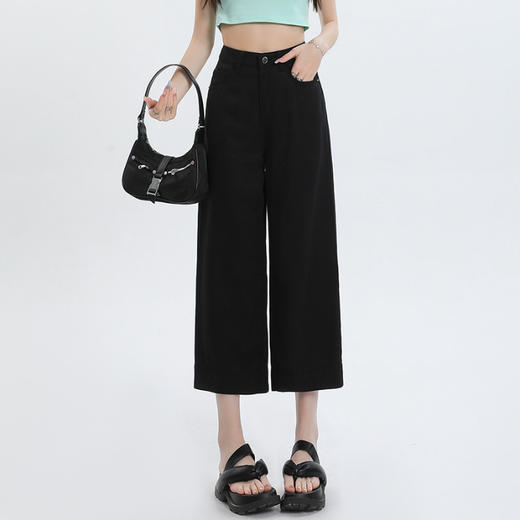 百媚生 天丝莱赛尔超薄八分直筒裤九分阔腿裤5308 商品图5