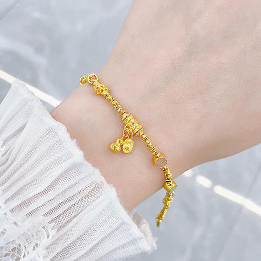 【限时克减150元】足金999 #繁华似锦 #低温珐琅  古法空心珐琅繁花蝶影里葫芦韵喜乐手链（内里为无弹力棉线）(AEQGFSL00332)（预售产品下单后不退款不退货不换货不补差价） 商品图0