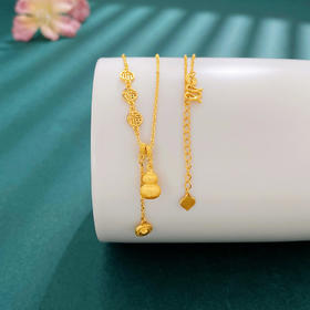 【限时克减150元】足金999 #葫芦 #招财纳福 5G黄金空心圆满福牌项链古风福禄双至招财葫芦转运圆盘叠戴调节套链(AG5GTL00495)预售产品下单后不退款不退货不换货不补差价