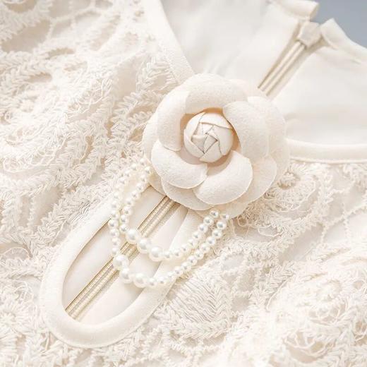 「高货wl」全新升级【铂金会员330/天猫439/差价109】(42220)洛诗琳法式重工亮片刺绣蕾丝连衣裙2025夏季雅致收腰裙子女42220 商品图2