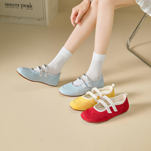 西遇玛丽珍芭蕾鞋女新款夏季超火彩色休闲平底鞋浅口软底单鞋V1156740 商品图0