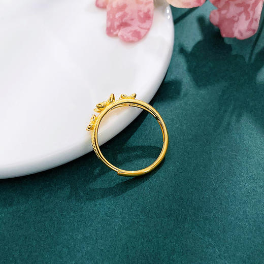 【限时克减150元】足金999 #婚庆 5G黄金实心活口戒指相约花期三生花女戒繁花婚嫁女戒(BE5GJZ00210)（预售产品下单后不退款不退货不换货不补差价） 商品图2