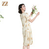 佐尔美夏季新款时尚气质碎花桑蚕丝短袖连衣裙女M42LS82 商品缩略图4