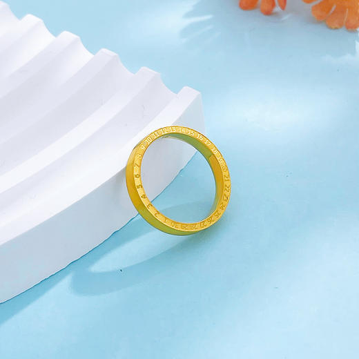 【限时克减150元】足金999.9 #520快乐 #怦然心动 【精品】空心固口时光爱恋爱心数字年轮圈戒（面宽约3.1-3.5mm）(ANWJZ00121)预售产品下单后不退款不退货不换货不补差价 商品图3