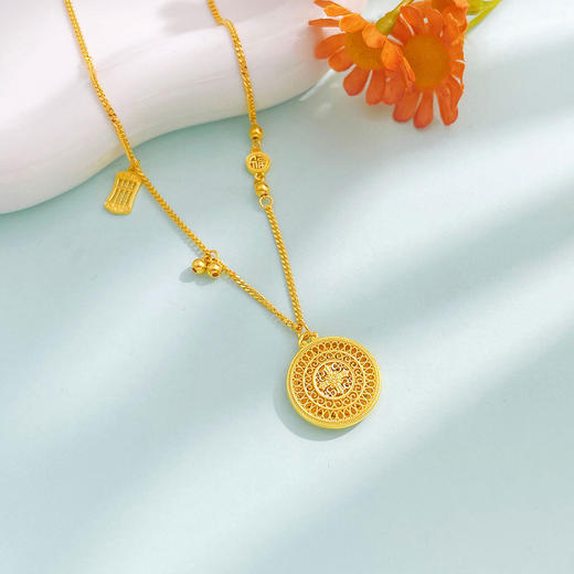 【限时克减150元】足金999 #八宝罗盘 【精品】AB链镂空十字金刚杵八宝罗盘调节套链(AUQTL00232)预售产品下单后不退款不退货不换货不补差价 商品图2