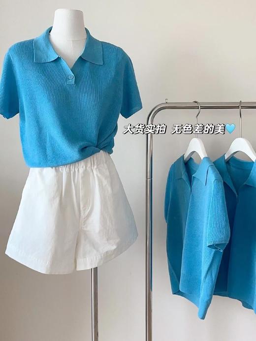 3-5天发货【蓝色多瑙河polo衫】💎显白到发光 超贵客供亚麻天丝纱线 商品图1