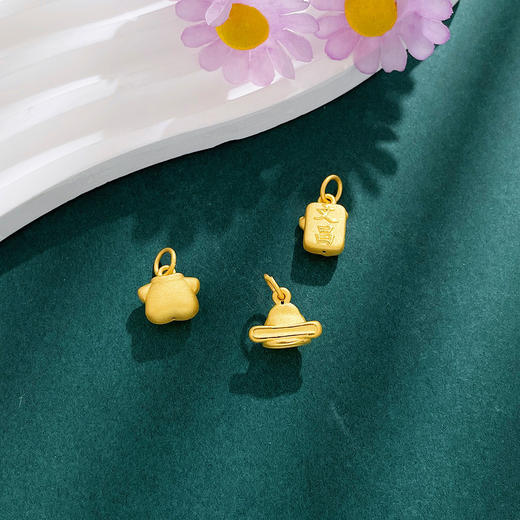 【限时克减150元】足金 （无成色字印）【精品】3D硬金空心金榜题名逢考必过状元手串挂件/3件(AU3DSC00078)（预售产品下单后不退款不退货不换货不补差价 商品图1