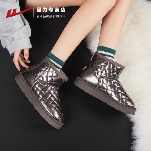 回力雪地靴女冬季新款加绒加厚女鞋保暖雪地靴外穿东北面包棉鞋女 商品图4