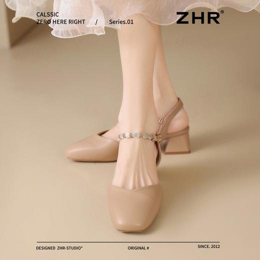 ZHR则则法式包头凉鞋女粗跟夏季仙女风浅口玛丽珍鞋软底凉鞋女 商品图1