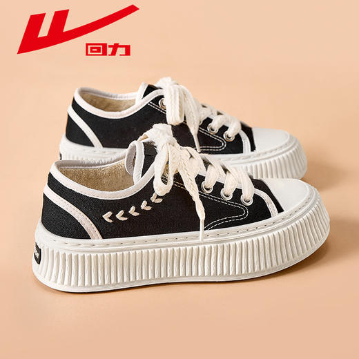 回力女鞋加绒帆布鞋秋冬季新款百搭厚底板鞋松糕饼干鞋子女款棉鞋 商品图0