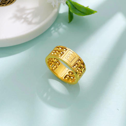 【限时克减150元】足金999.9 【精品】固口戒指CNC日进斗金算盘男戒男士戒指（算盘珠可动）(AF120NJ00053)预售产品下单后不退款不退货不换货不补差价 商品图2