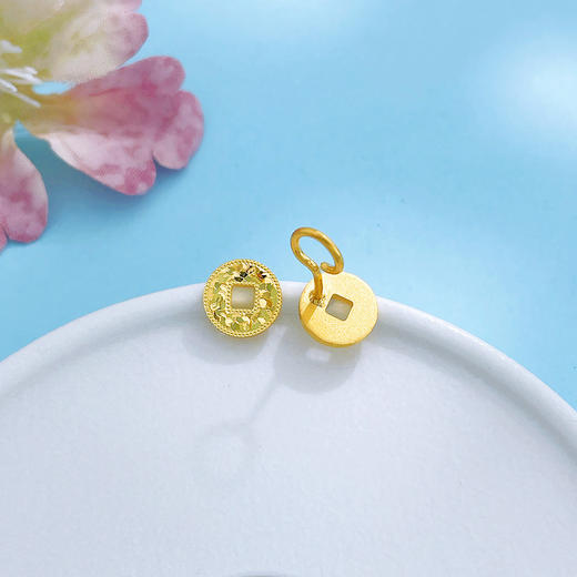 【限时克减150元】足金999.9  #碎碎冰 【精品】实心财源滚滚招财铜钱造型金币耳饰耳钉(AWWES00090)（预售产品下单后不退款不退货不换货不补差（预售产品下单后不退款不退货不换货不补差 商品图1