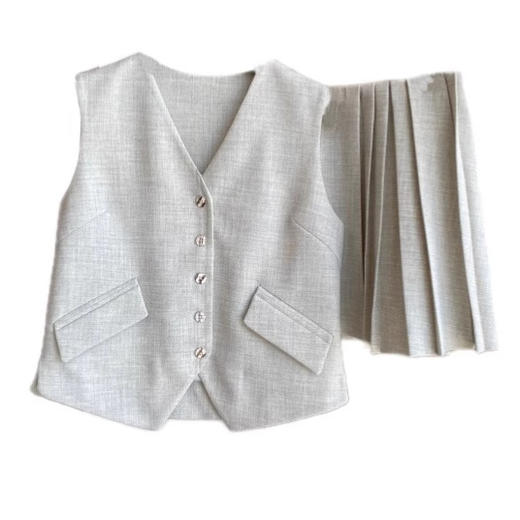 老钱风套装！2025新款时髦老钱风背心上衣百褶短裙两件套女春夏！ 商品图4