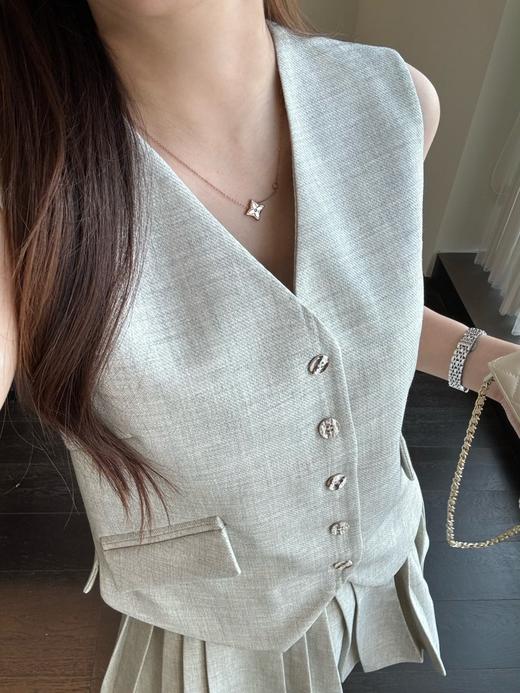 老钱风套装！2025新款时髦老钱风背心上衣百褶短裙两件套女春夏！ 商品图5