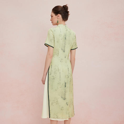 QF854斯尔丽25夏季新款改良奥黛旗袍款水墨印染精致流苏吊坠A型连衣裙 商品图1