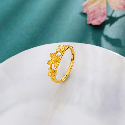 【限时克减150元】足金999 #婚庆 5G黄金实心活口戒指相约花期三生花女戒繁花婚嫁女戒(BE5GJZ00210)（预售产品下单后不退款不退货不换货不补差价） 商品图0