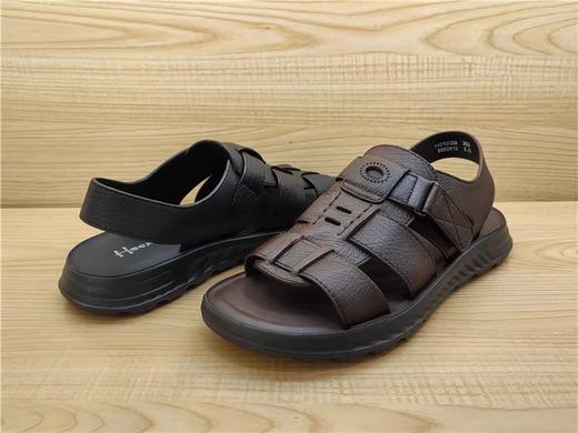 豪行夏季新款正品真皮沙滩鞋休闲舒适露趾男凉鞋14212009 商品图3