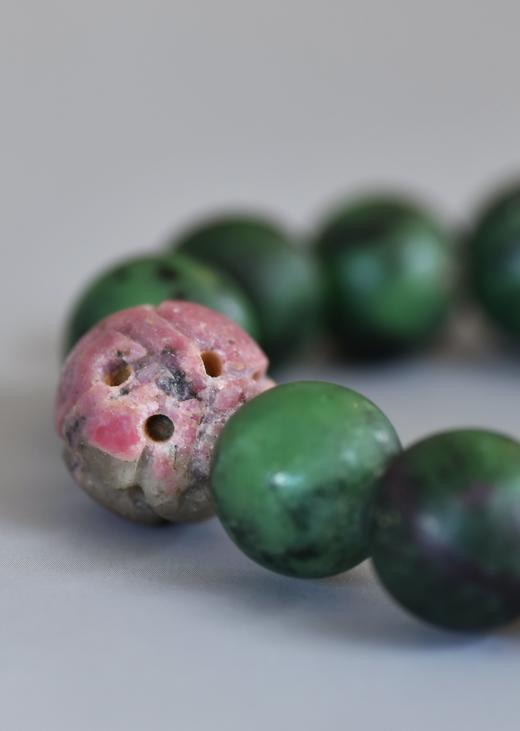 清代碧玺朝珠西瓜碧玺镂空雕花珠手串 商品图3