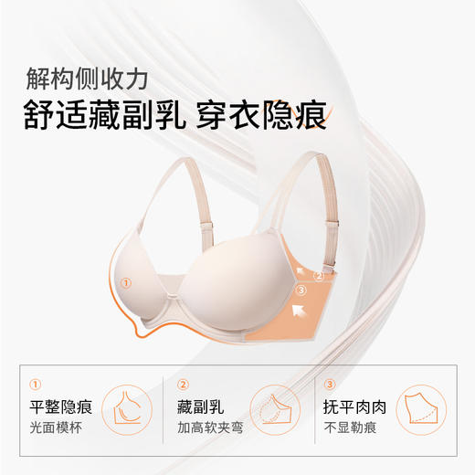 [光面无痕贝壳杯]大胸显大漫画胸大码聚拢性感文胸胸罩 商品图3