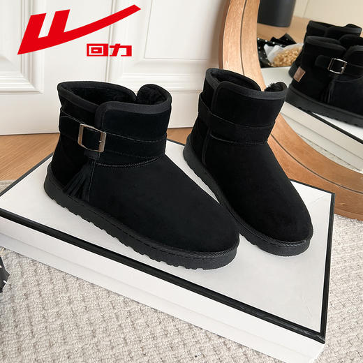 回力棉鞋女加绒加厚2024新款防滑短筒雪地靴保暖外穿时尚女鞋冬季 商品图0