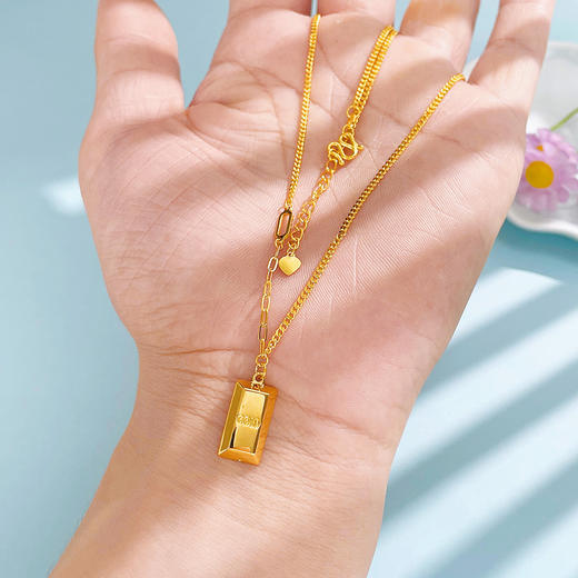 【限时克减150元】足金999.9 【精品】空心AB项链暴富小金条小金砖调节套链(TL00651-02)预售产品下单后不退款不退货不换货不补差价 商品图4