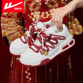 回力婚鞋2024新款红色配秀禾服女鞋新娘结婚情侣板鞋休闲鞋子女款