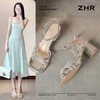 ZHR仙女水钻凉鞋2025夏季新款时尚超仙一字带粗跟凉鞋轻便高跟鞋 商品缩略图6
