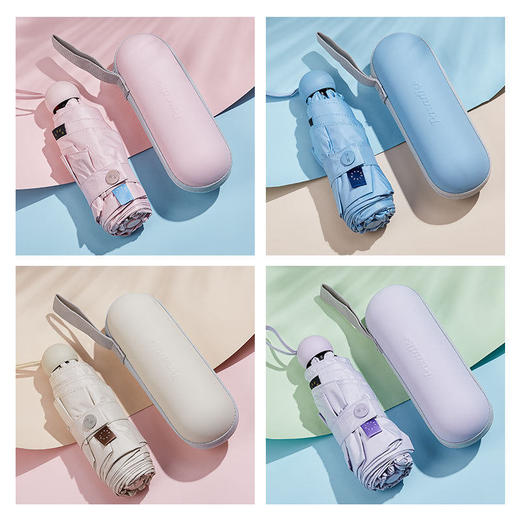 天堂伞 迷你胶囊口袋伞小巧折叠防晒防紫外线黑胶遮阳五折伞 商品图2