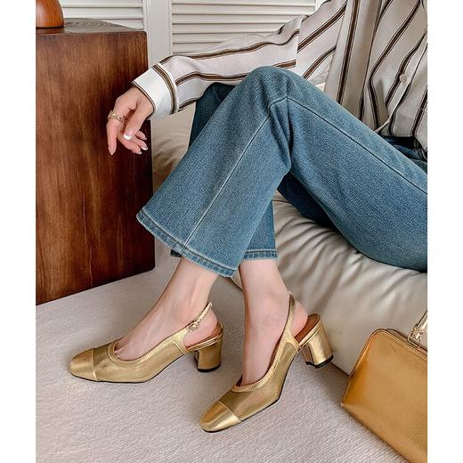 【预售5天】小香风粗跟包头凉鞋女仙女风新款夏季网纱百搭圆头玛丽珍单鞋KLLN&4185 商品图1