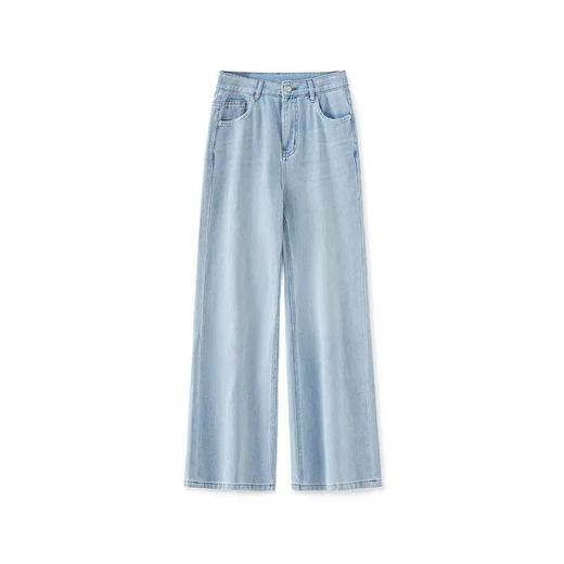 「高货wl」全新升级【铂金会员220/天猫289/差价69】(42112)洛诗琳高品质四面弹天丝牛仔裤2025夏款高腰显瘦阔腿裤女42112 商品图4