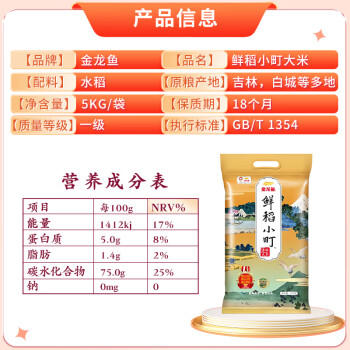 金龙鱼 东北大米 鲜稻小町 寿司香米 10斤 /粮油调味 /米 /小町米 商品图0