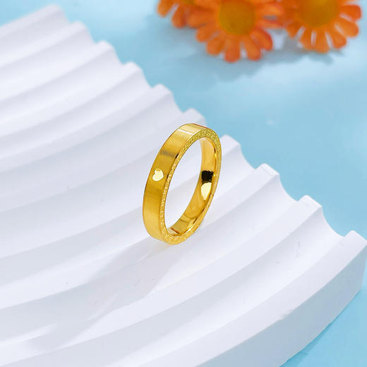 【限时克减150元】足金999.9 #520快乐 #怦然心动 【精品】空心固口时光爱恋爱心数字年轮圈戒（面宽约3.1-3.5mm）(ANWJZ00121)预售产品下单后不退款不退货不换货不补差价 商品图1