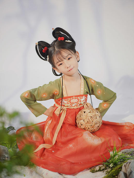 【重回汉唐小锦兔】汉服女童唐制直领对襟衫齐胸衫裙襦裙中国风亲子款夏季 商品图2