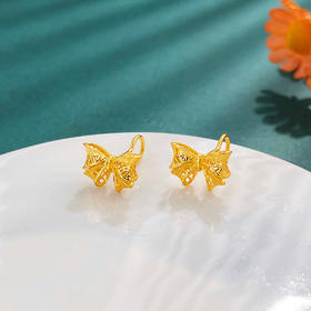 【限时克减150元】足金999.9 #在逃公主 镂空在逃公主耳饰甜美少女心公主蝴蝶结耳钉(AWES00127)预售产品下单后不退款不退货不换货不补差价