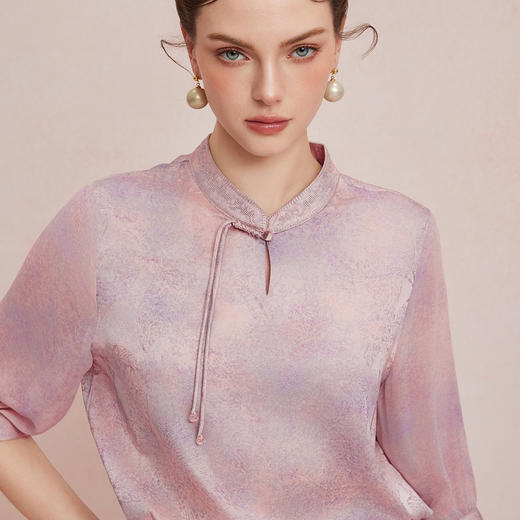 QF254斯尔丽25新款提花加水墨晕染工艺改良国风清凉薄纱袖宽松显瘦上衣 商品图9