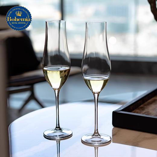 捷克BOHEMIA进口水晶玻璃北欧香槟高脚杯ins创意聚香家用高档酒杯莉莫萨香槟杯300ml*6 商品图3