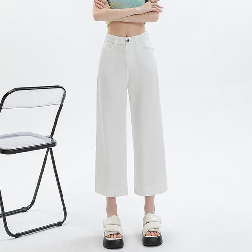 百媚生 天丝莱赛尔超薄八分直筒裤九分阔腿裤5308 商品图3